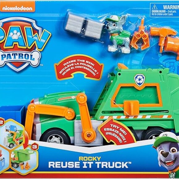 Paw Patrol, Rocky’s Reuse It Deluxe Truck with Collectible Toy Figure and 3 Tool - Picture 1 of 4